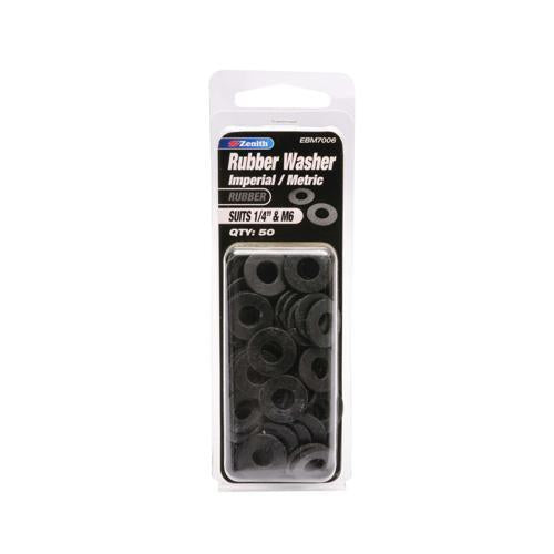 Zenith Washer 1/4 Inch & M6 Rubber Pack of 50