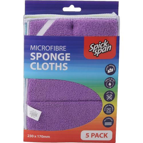 Spick N Span Microfibre Sponge Cloth 230x170mm Assorted