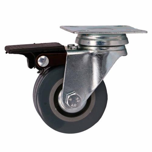 Titan Rubber Swivel Castor With Brake 50mm Grey
