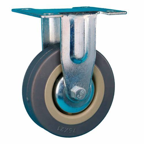 Titan Rubber Fixed Castor 75mm Grey