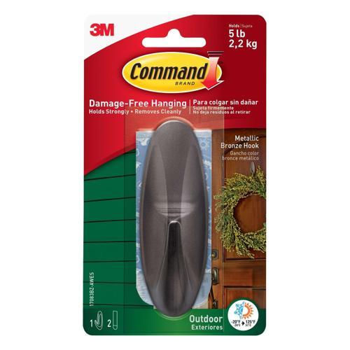 Command Designer Hook With Foam Strips 17083BZ-AWES Large Metallic Bronze