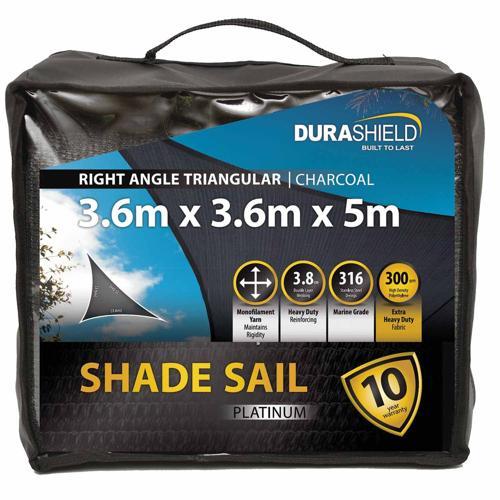 Durashield Platinum Shade Sail Platinum Triangle 3.6 X 5M Charcoal