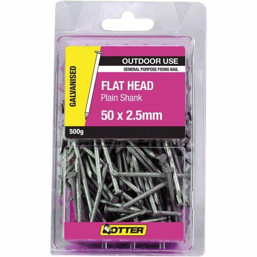 Otter Flat Head Nails 50 X 2.5mm 500g Galvanised