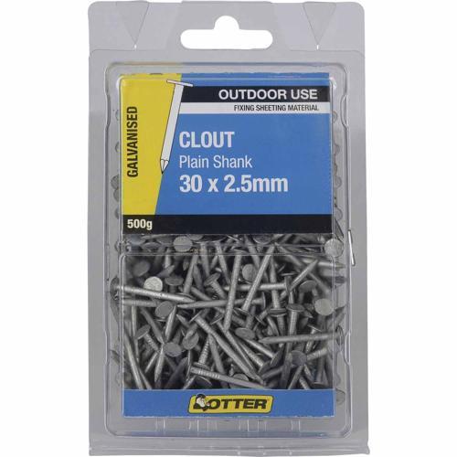Otter Clout Nails 30 X 2.5mm 500g Galvanised