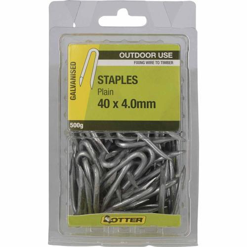 Otter Plain Staples 40 X 4.0mm 500g Galvanised