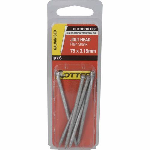 Otter Jolt Head Nails 75 X 3.15mm Galvanised Pack of 6