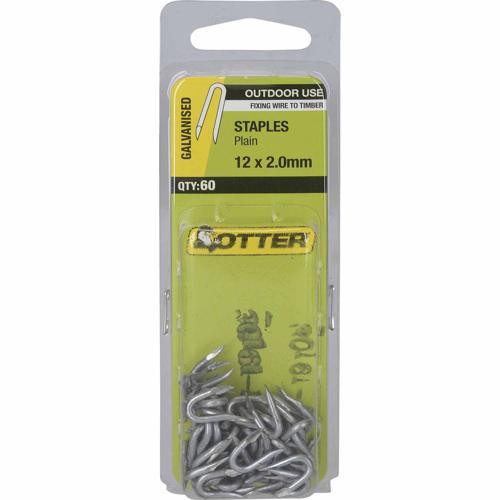 Otter Plain Staples 12 X 2.0mm Galvanised Pack of 60