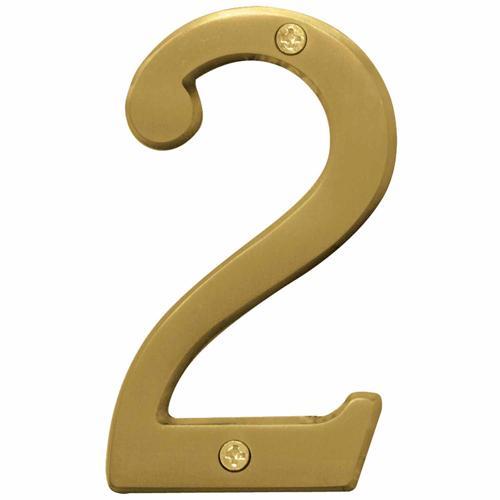 HY-KO Letterbox Number 2 102mm Brushed Brass Finish