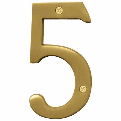 HY-KO Letterbox Number 5 102mm Brushed Brass Finish