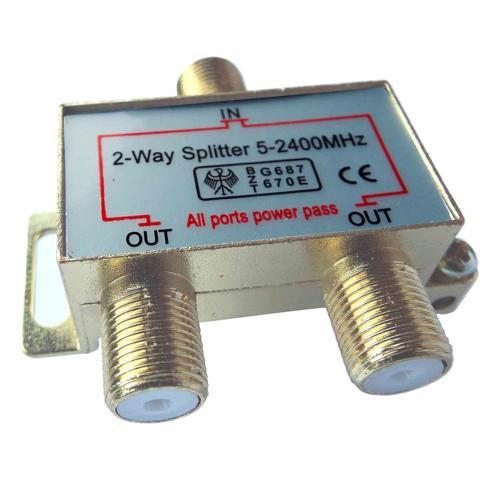 Custom Satellite Or Aerial F Type Splitter 5-2400MHz Silver