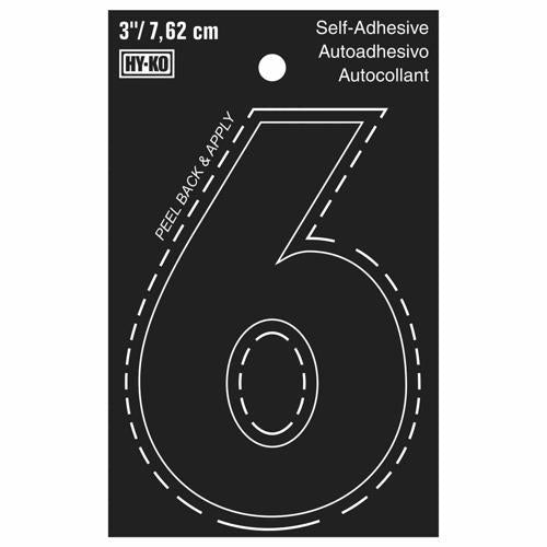 HY-KO Letterbox Number 6 76mm Black