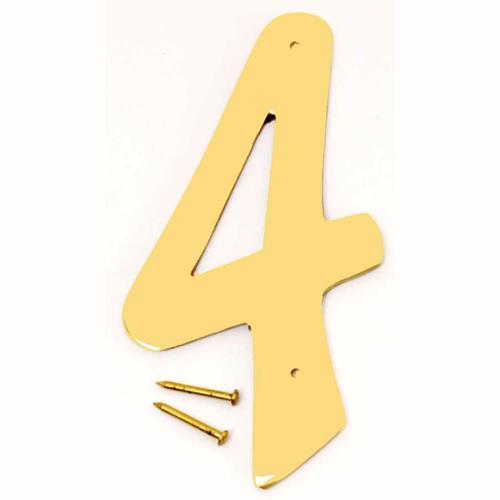 HY-KO Letterbox Number 4 102mm Polished Brass Finish BR-40/4