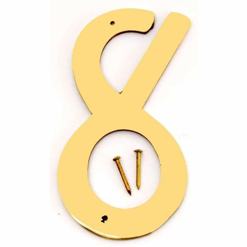 HY-KO Letterbox Number 8 102mm Polished Brass Finish BR-40/8
