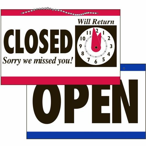 HY-KO Open/Closed Clock Sign 240mm L: 150mm