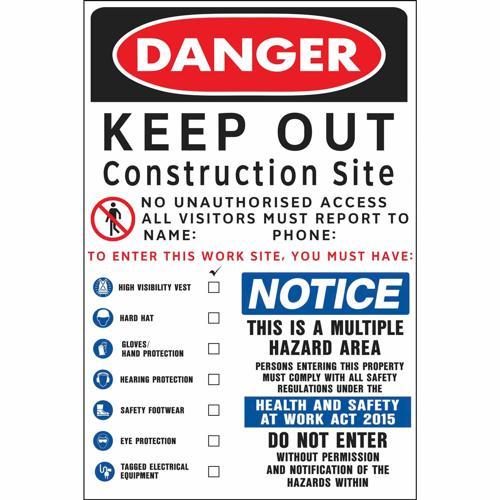 HY-KO Keep Out Construction Site Sign 914mm L: 609mm