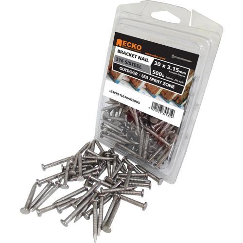 Ecko Bracket Nails 30 X 3.15mm 500g 316 Stainless Steel