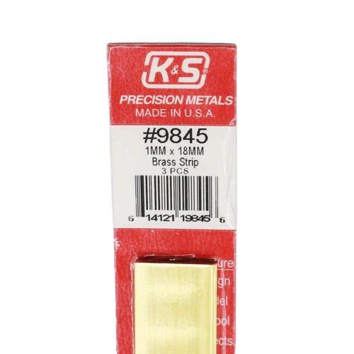 K&S Metal Flat Brass Strip 1X18X300mm Pack of 3