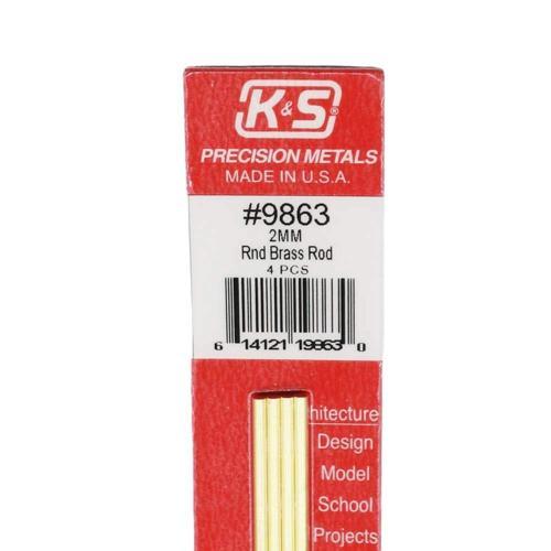 K&S Metal Round Brass Rod 2mmx300mm Pack of 4
