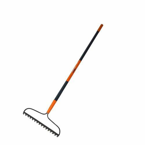 Jobmate Fibreglass Garden Rake 16 Tooth Orange Grey & Black