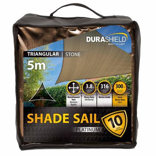 Durashield Platinum Shade Sail Platinum Triangle 5M Stone