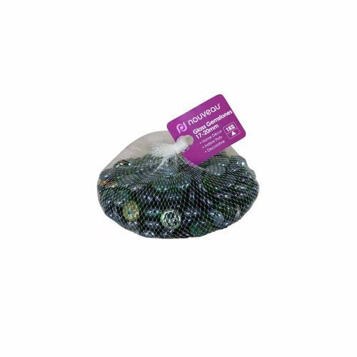 Nouveau Glass Gem Garden Stones 1kg 17-20mm Green