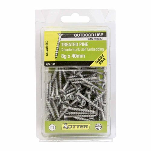 Otter Treated Pine Screws 8g X 40mm Pack of 100 Galvanised