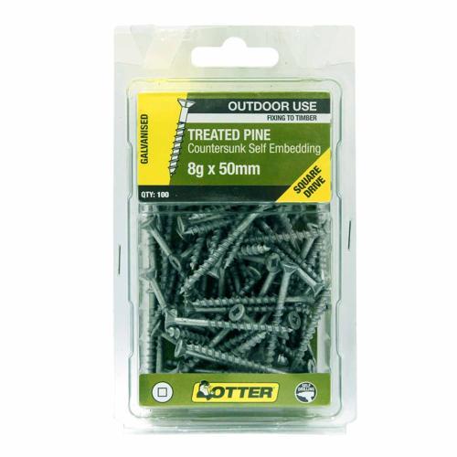 Otter Treated Pine Screws 8g X 50mm Pack of 100 Galvanised