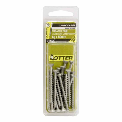 Otter Treated Pine Screws 8g X 50mm Pack of 20 Galvanised