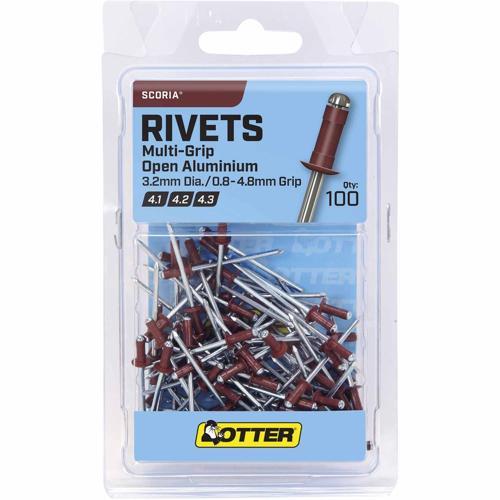 Otter Blind Rivets 3.2 Pack of 100 Aluminium Scoria