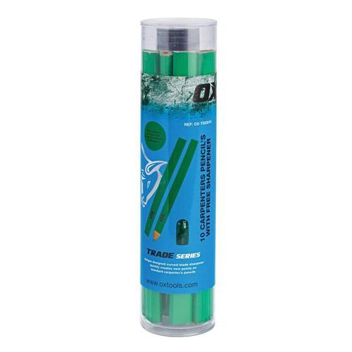 Ox Carpenters Pencils Hard 10 Pack Green 10 Pack (Display Box)