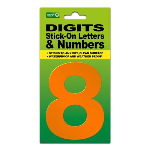 Classic Sign High Visibility Digit 80mm Orange 80mm-HV-ORAN-8