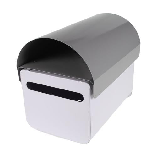 Mail Boss Taupo Metal Letterbox 250mm 190mm 290mm White/Grey