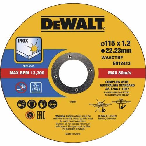 DeWALT Inox Cutting Disc 115 X 1.2 X 22.23mm Pack of 10