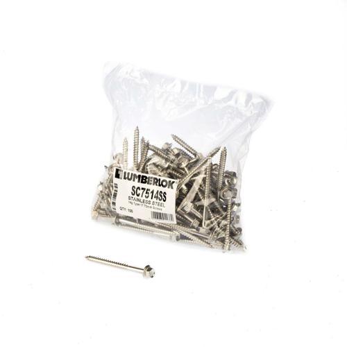 Lumberlok Type 17-14g X 75mm Hex Head Stainless Steel Screws Pack of 100