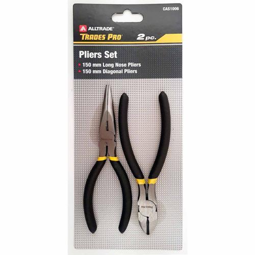 2PC PLIERS 150mm LONG NOSE & DIAGONAL