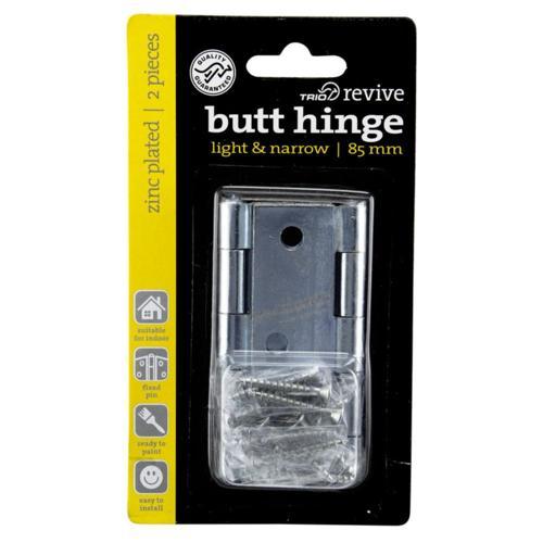 Trio Butt Hinge Fixed 85mm Zinc Plated 85mm Zinc Plate Pack of 2