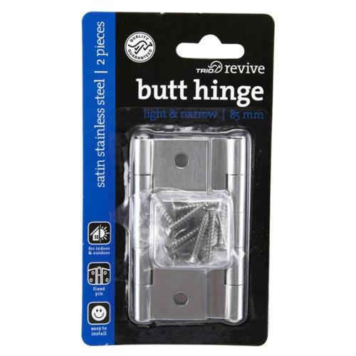 Trio Butt Hinge Fixed 85mm Stainless Steel 85mm Stainless Steel Pack of 2