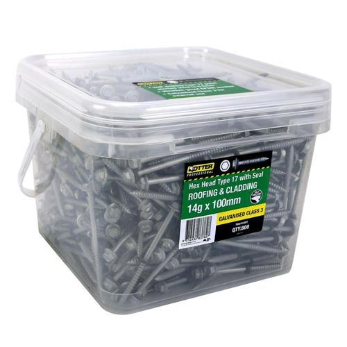 Otter Roofing & Cladding Timber Screws 14g X 100mm Pack of 800 Galvanised