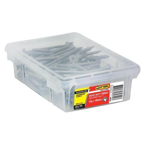 Otter Heavy Duty Timber Screws 12g X 100mm Pack of 100 Galvanised