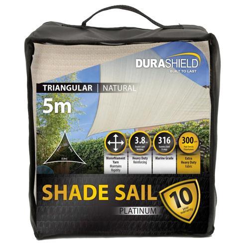 Durashield Shade Sail Platinum Triangle 5M Natural