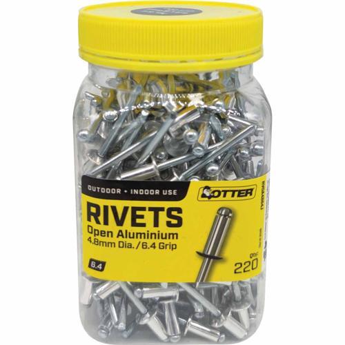 Otter Blind Rivets 6.4 Jar Of 220 Aluminium Pack of 220