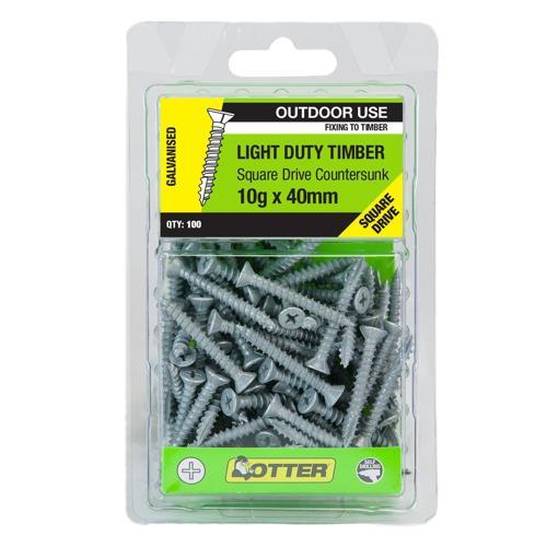 Otter Light Duty Timber Screws 10g X 40mm Pack of 100 Galvanised