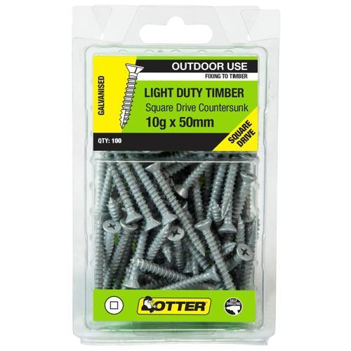 Otter Light Duty Timber Screws 10g X 50mm Pack of 100 Galvanised