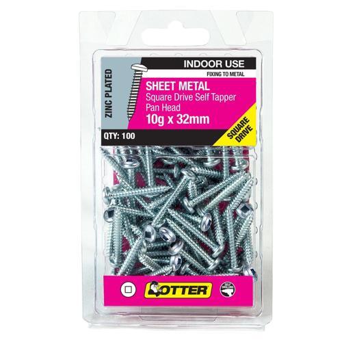 Otter Sheet Metal Screws 10g X 32mm Pack of 100 Zinc Plated SEPZ10323SQ