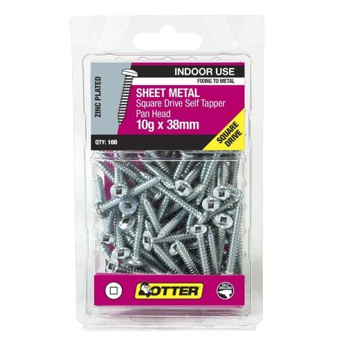 Otter Sheet Metal Screws 10g X 38mm Pack of 100 Zinc Plated SEPZ10383SQ