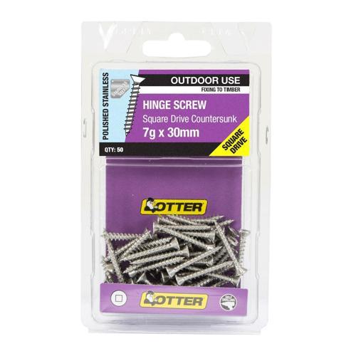 Otter Hinge Screws 7g X 30mm Pack of 50 Stainless Steel