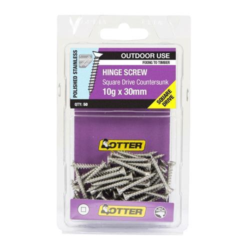 Otter Hinge Screws 10g X 30mm Pack of 50 Stainless Steel