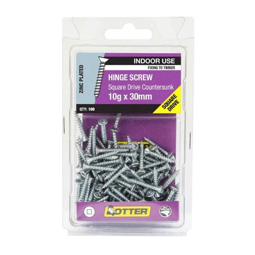 Otter Hinge Screws 10g X 30mm Pack of 100 Zinc Plated