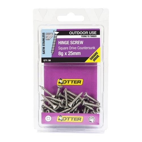 Otter Hinge Screws 8g X 25mm Pack of 50 Stainless Steel