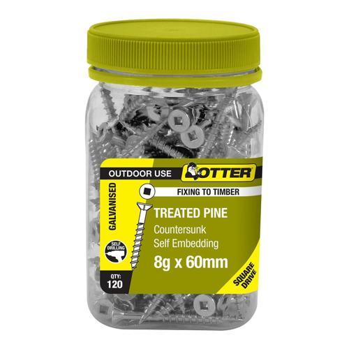 Otter Treated Pine Screws 8g X 60mm Pack of 120 Galvanised